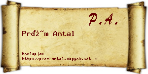 Prém Antal névjegykártya